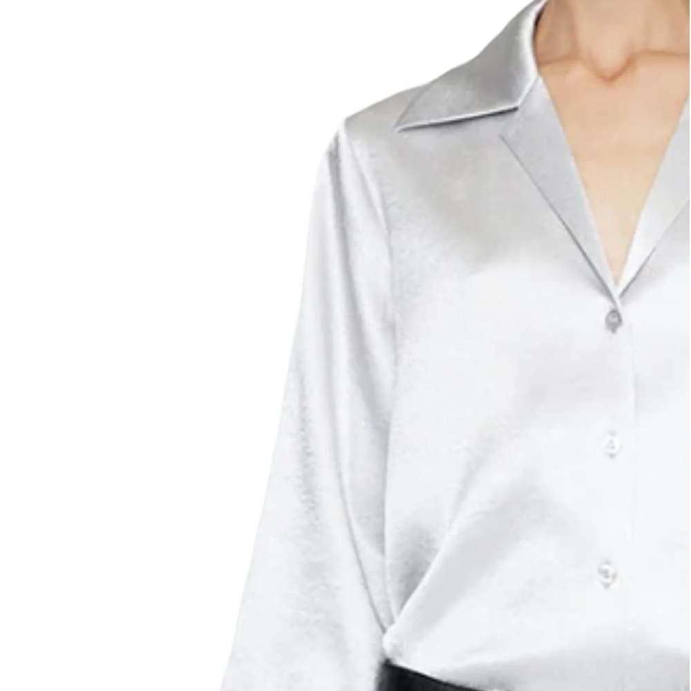Anine Bing Grey Silk Long Sleeve Button Down Blouse Size S - Picture 3 of 15